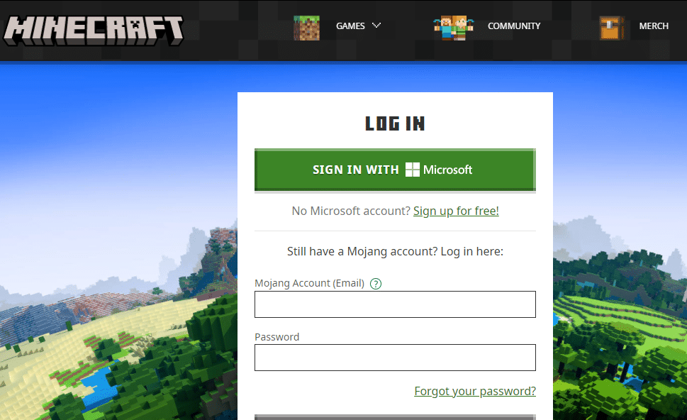 LOG IN novamente com suas credenciais