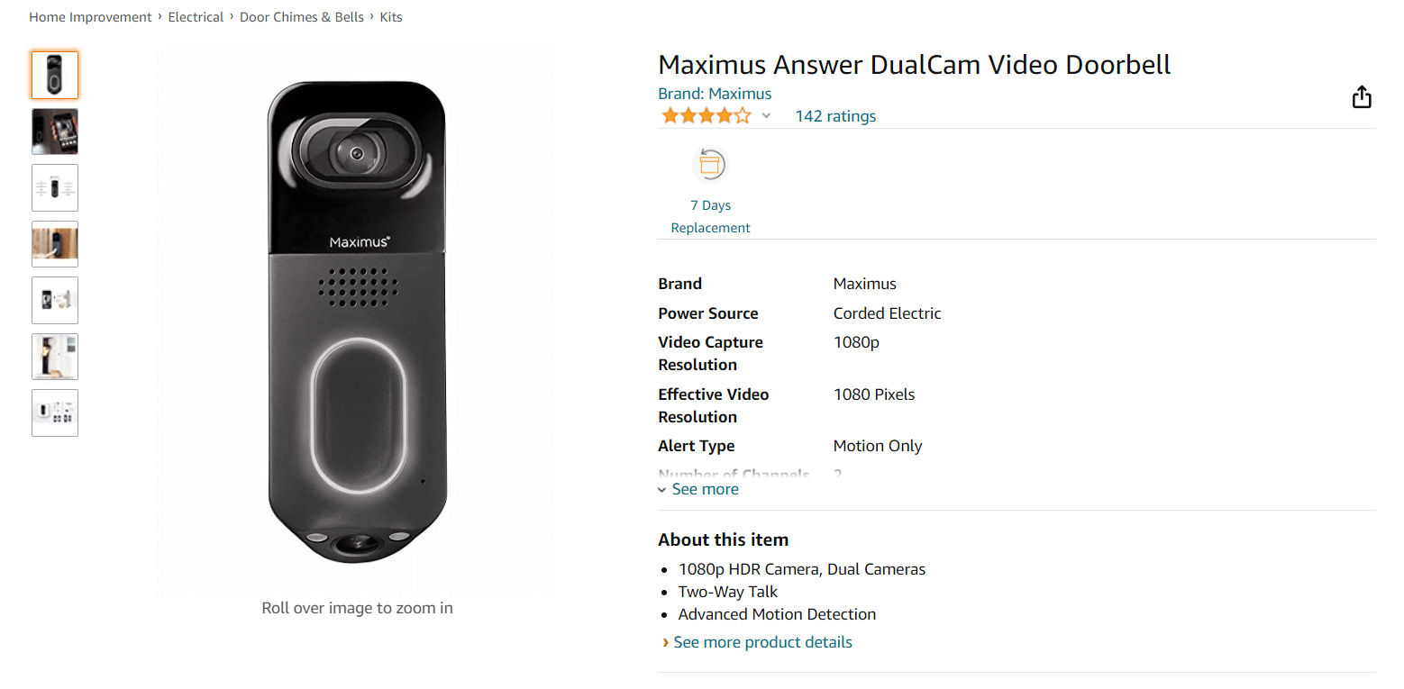 Sonnette vidéo Maximus Answer DualCam