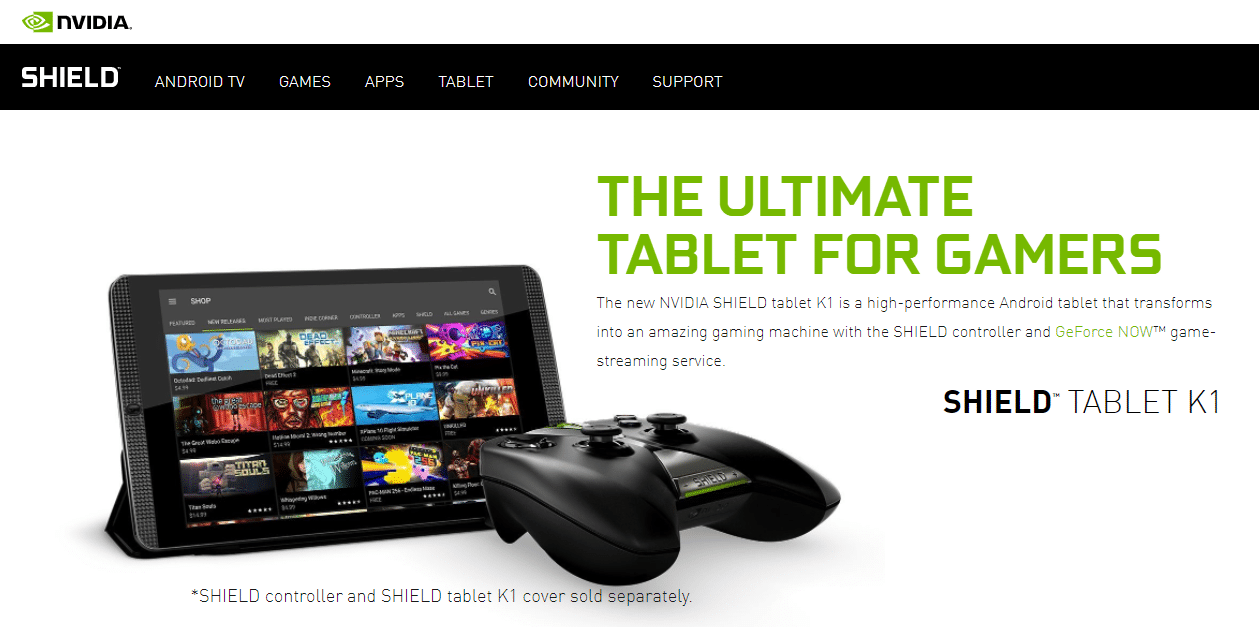 Tablette NVIDIA Shield K1. Meilleure console de jeu Android