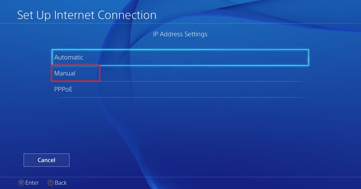 Manual de configurações de endereço IP do PS4