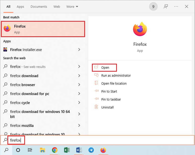 启动 Firefox 网络浏览器应用程序