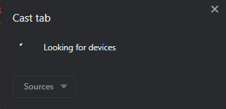 guia do Google Chrome Cast procurando por dispositivos