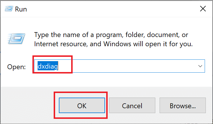 Tapez dxdiag dans la boîte de dialogue Exécuter. Correction de l'erreur de mise à jour Windows 10 0x80190001