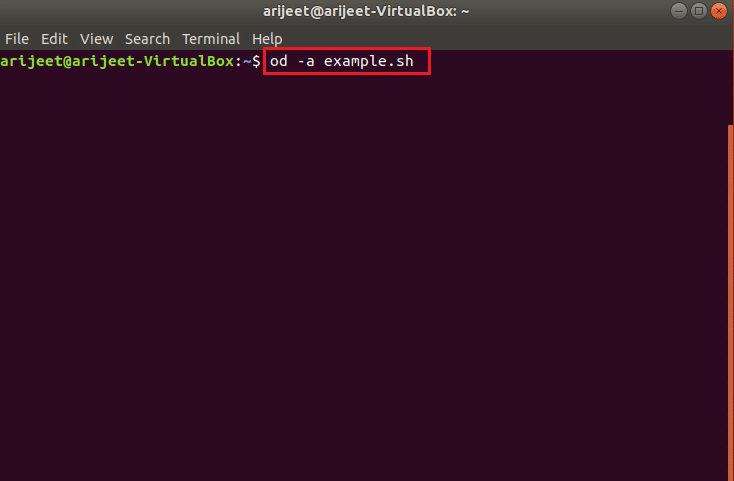 od linux 终端中的 example.sh 命令