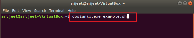 dos2unix.exe example.sh 命令。修复意外令牌附近的 Bash 语法错误