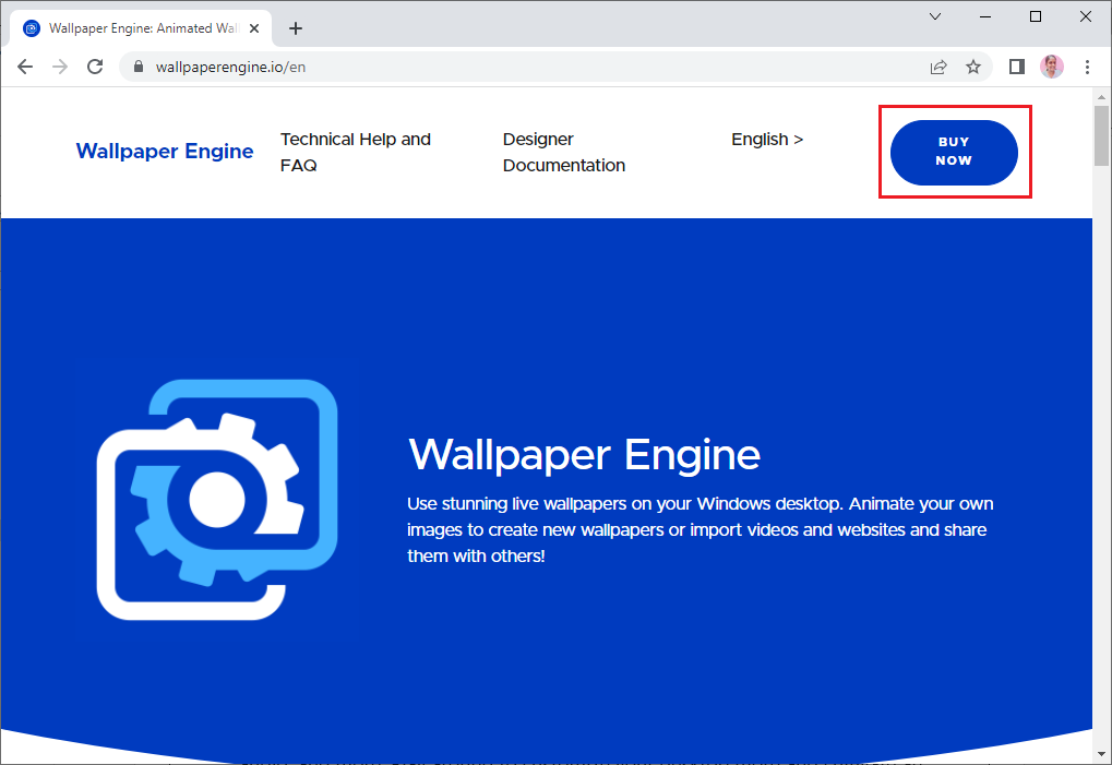 导航到官方购买 Wallpaper Engine，然后单击立即购买按钮。如何在 Windows 10 中将 GIF 设置为墙纸