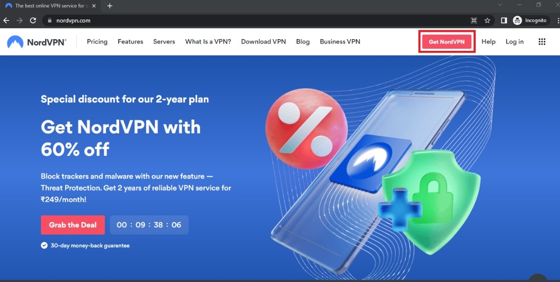 Cliquez sur le bouton Obtenir NordVPN