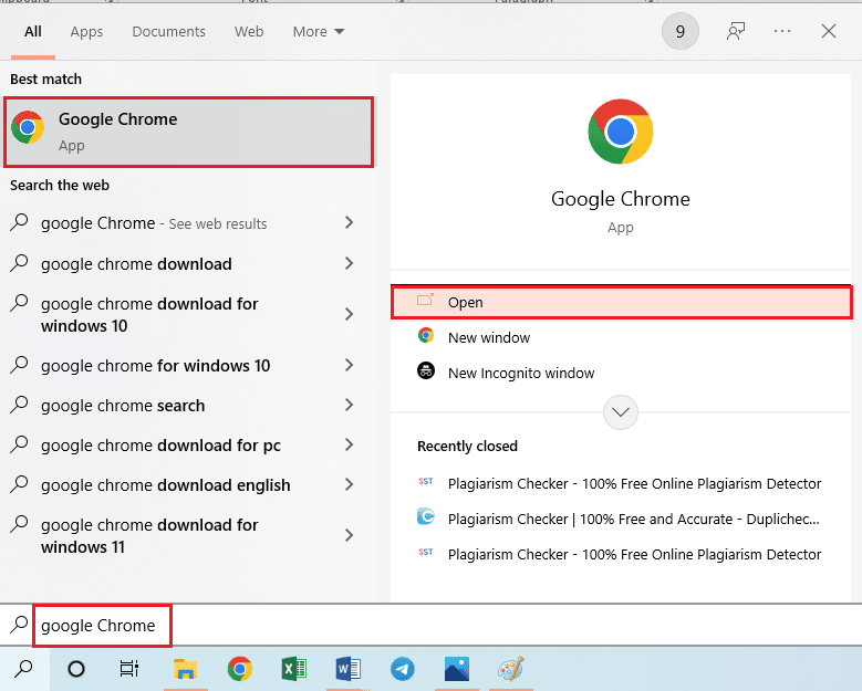 lancez l'application Google Chrome. Fix Outlook ne s'ouvre qu'en mode sans échec sur Windows 10