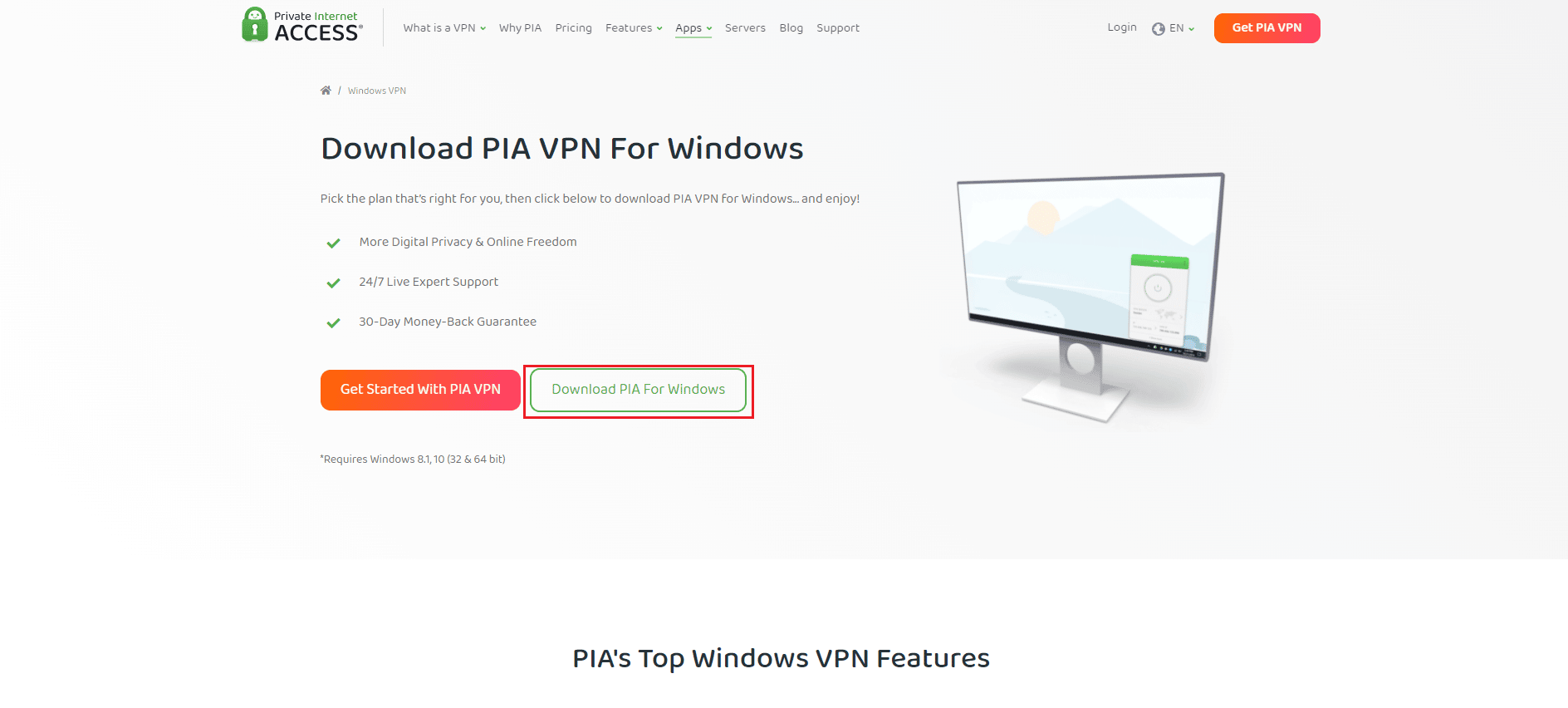 télécharger pia pour windows. Correction de l'accès Internet privé ne se connecte pas dans Windows 10