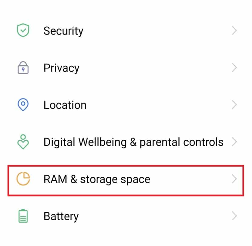 點擊 RAM 和存儲空間。修復系統 UI 在 Android 上已停止黑屏