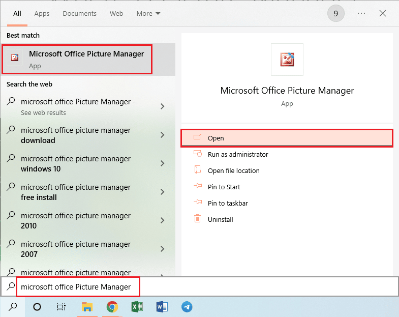 启动 Microsoft Office 图片管理器应用程序 |在 Windows 10 上下载 Microsoft Office 图片管理器