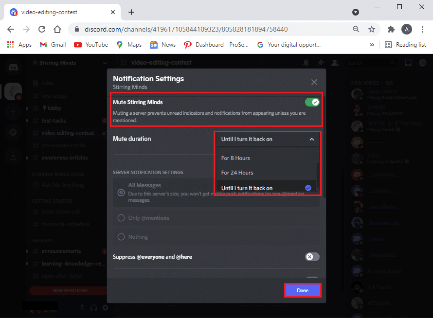 Coupez les notifications sur le serveur. Correction du point rouge sur l'icône Discord dans Windows 10