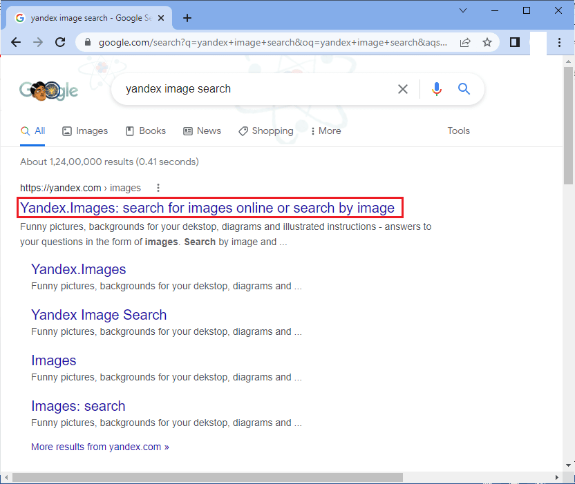 Tapez Yandex image Rechercher dans la barre de recherche de votre navigateur préféré et ouvrez la page d'accueil. Comment inverser la recherche d'une vidéo sur Google