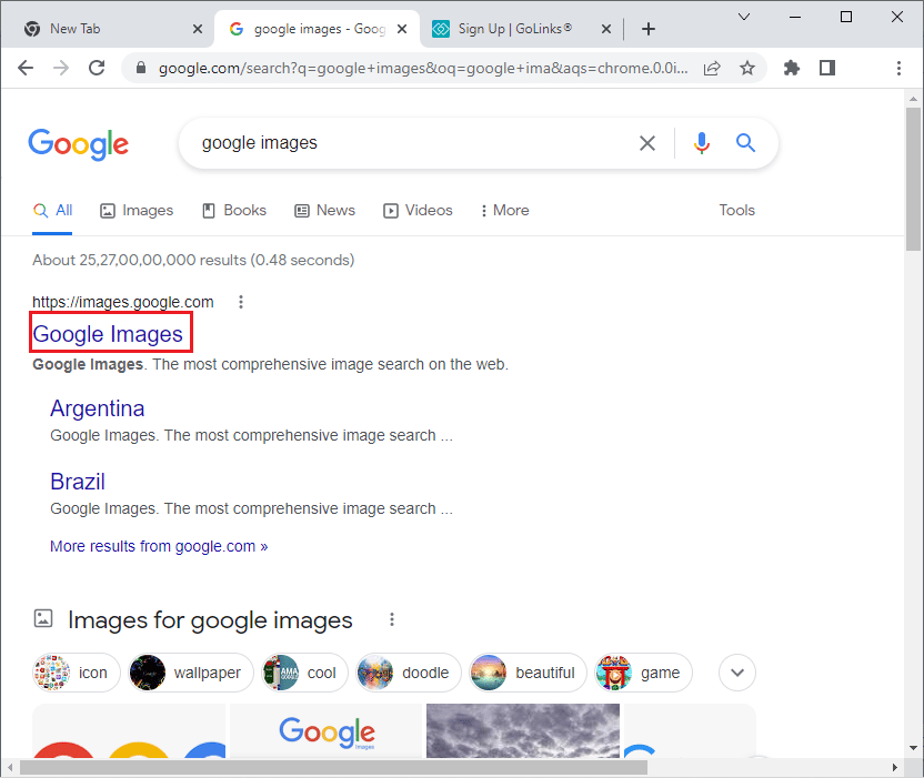 Accédez à Google Chrome et tapez Google Images dans la barre de recherche. Comment inverser la recherche d'une vidéo sur Google