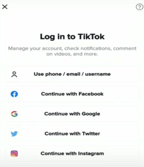 TikTok 上的登錄選項 |如何在 TikTok 上更改您的號碼