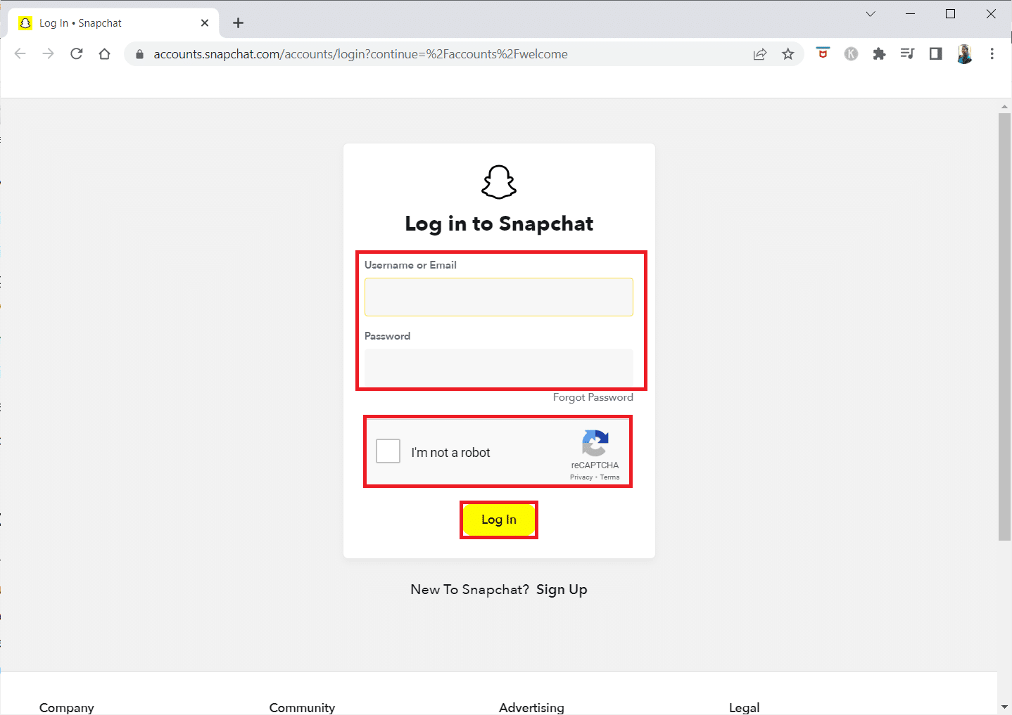 輸入您的登錄憑據，驗證 reCAPTCHA，然後單擊“登錄”按鈕登錄您的帳戶