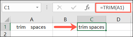 Excel'de hücre başvurusunu TRIM