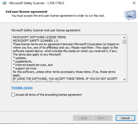 Siga estas etapas para usar o Microsoft Safety Scanner