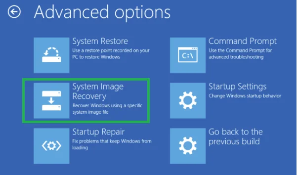 Selectați System Image Recovery