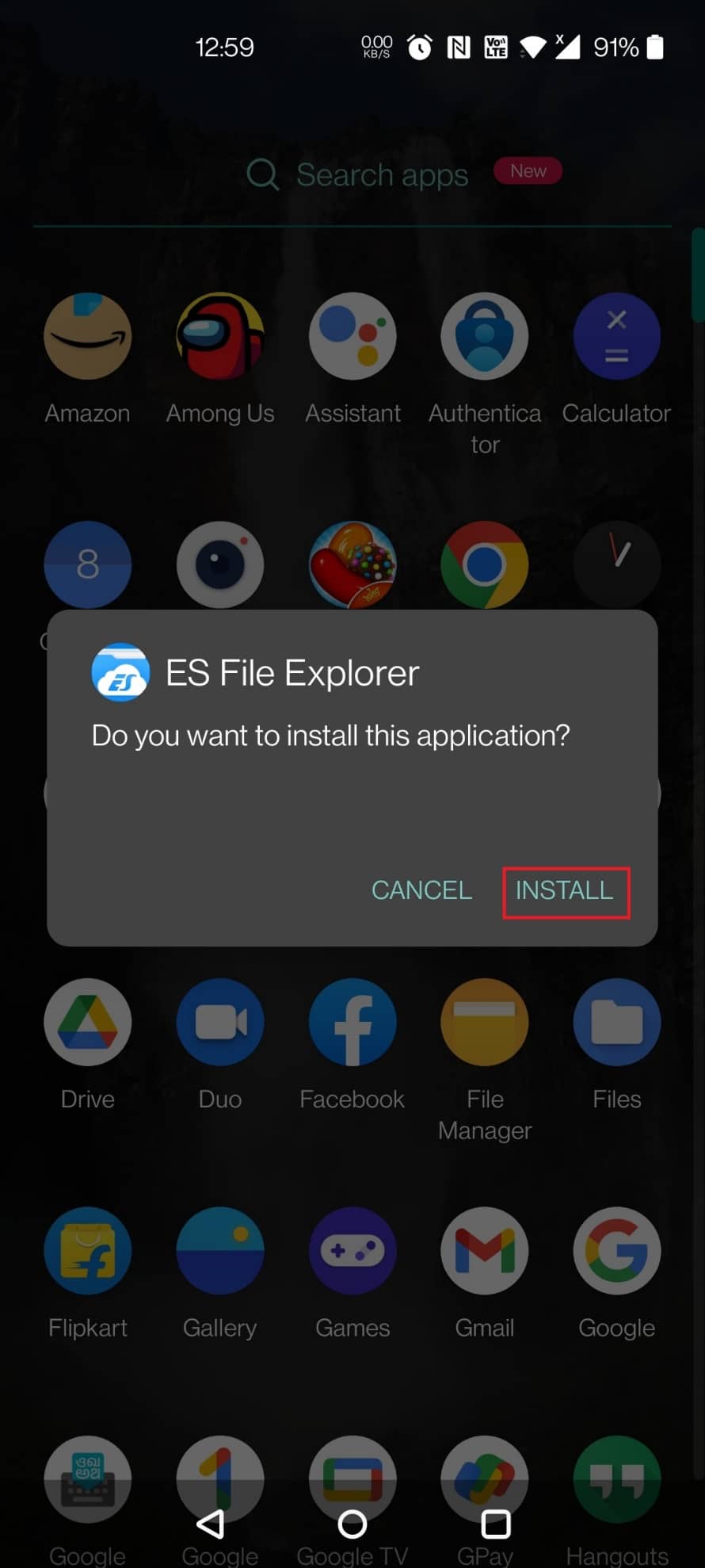 Appuyez sur INSTALLER dans la fenêtre contextuelle. est-il sûr de supprimer estrongs