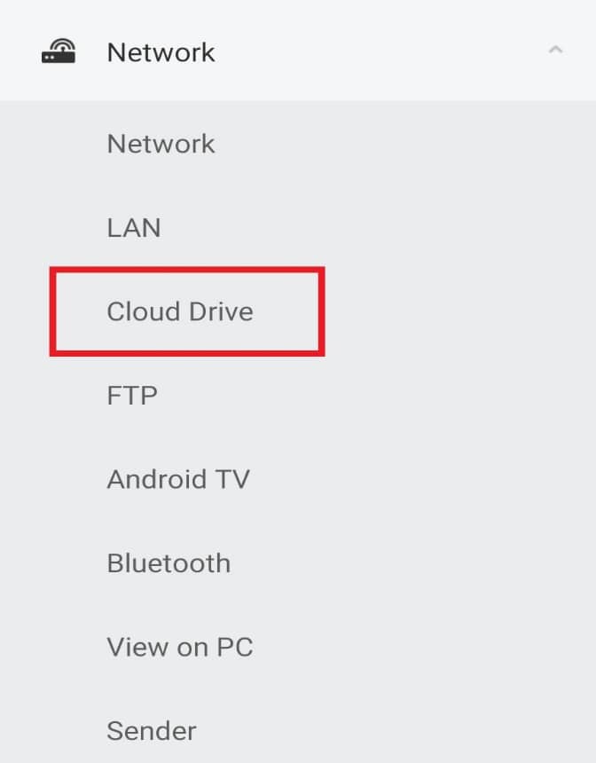 Appuyez sur Cloud Drive