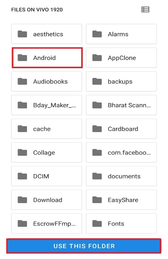 Sélectionnez Android et appuyez sur Utiliser ce dossier. Comment utiliser .estrongs sur Android