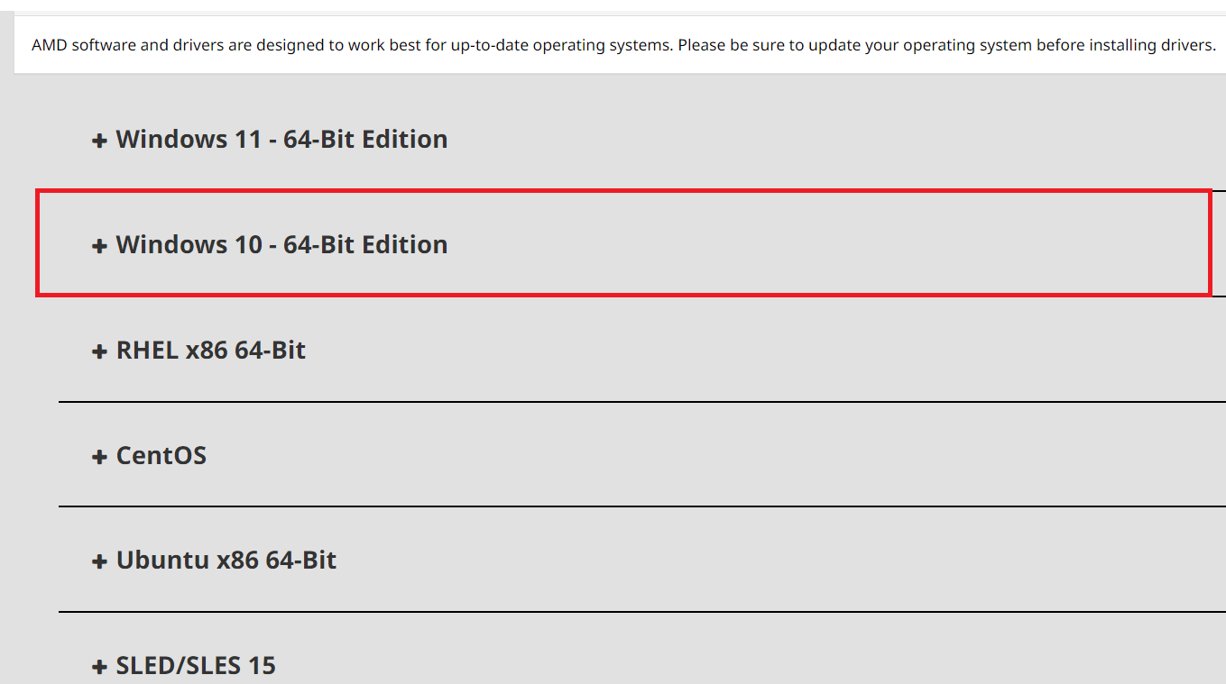 Klicken Sie auf das passende Betriebssystem Ihres Geräts, auf das Sie die Treiber herunterladen werden