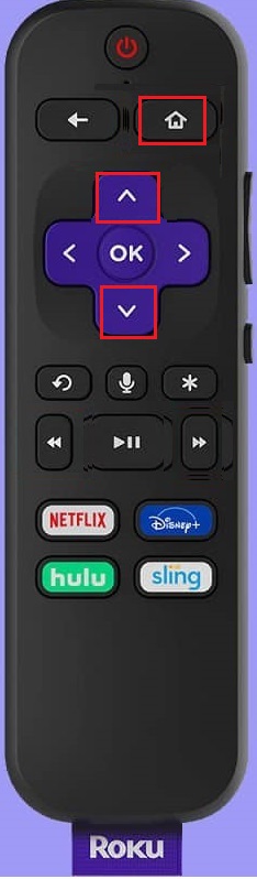 Roku Remote Home und Auf-Ab-Taste