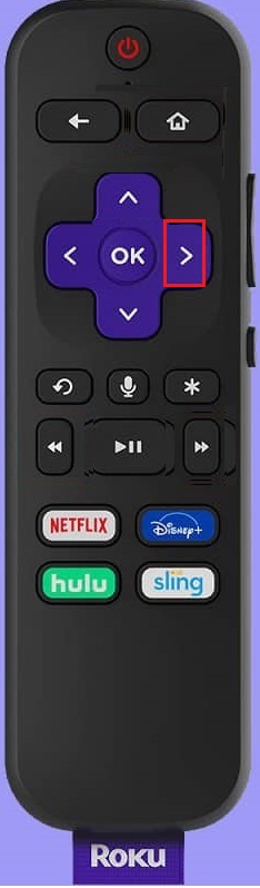 bouton droit de la télécommande roku