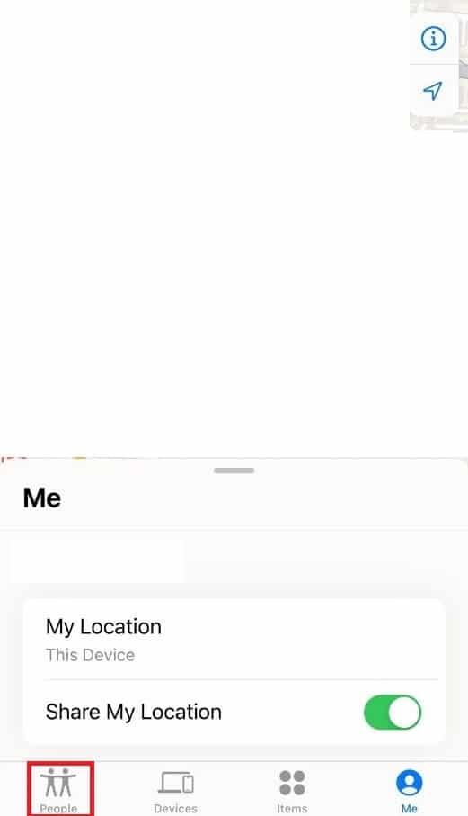 toque no ícone Pessoas | Como verificar a localização de alguém no iPhone