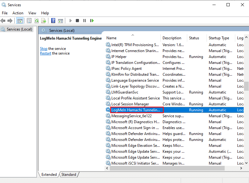 Klik kanan pada mesin tunneling LogMeIn Hamachi