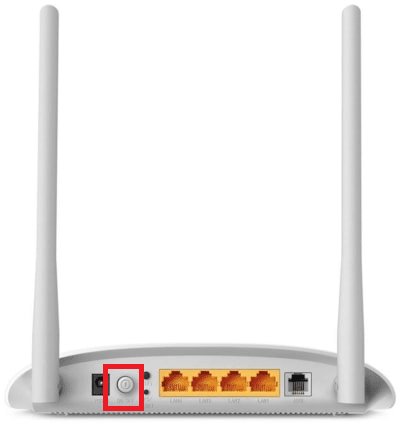 Suchen Sie die ON OFF-Taste auf der Rückseite Ihres Routers