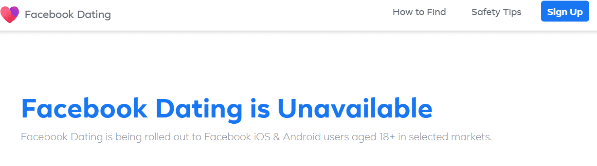 หน้านี้จะแสดงให้คุณเห็นว่าฟีเจอร์การออกเดทบน Facebook นั้นพร้อมให้คุณใช้งานหรือไม่