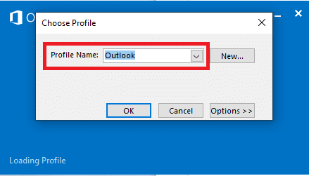 Öffnen Sie die Dropdown-Liste und wählen Sie die Outlook-Option und drücken Sie die Eingabetaste