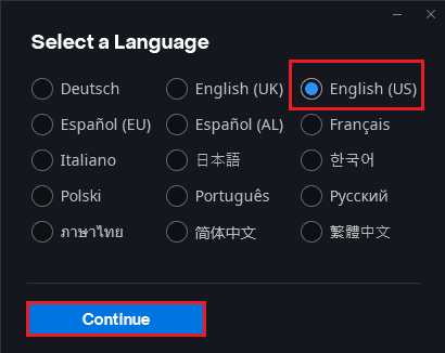 ハースストーンをインストールする言語を選択します。 PCでハースストーンの遅れを修正