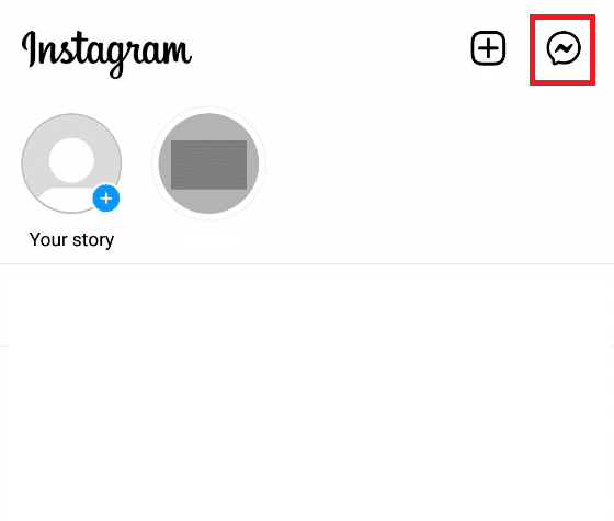 من شاشة Instagram الرئيسية ، انقر فوق أيقونة Messenger في أعلى يمين الشاشة