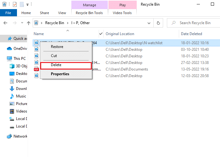 ごみ箱内のすべてのデータを空にし、ファイルを完全に削除します