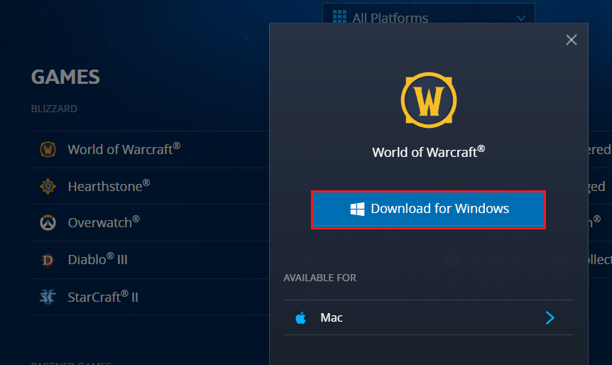 vizitați site-ul oficial Blizzard pentru a descărca World of Warcraft. Remediați latența mare WOW, dar internetul este bine