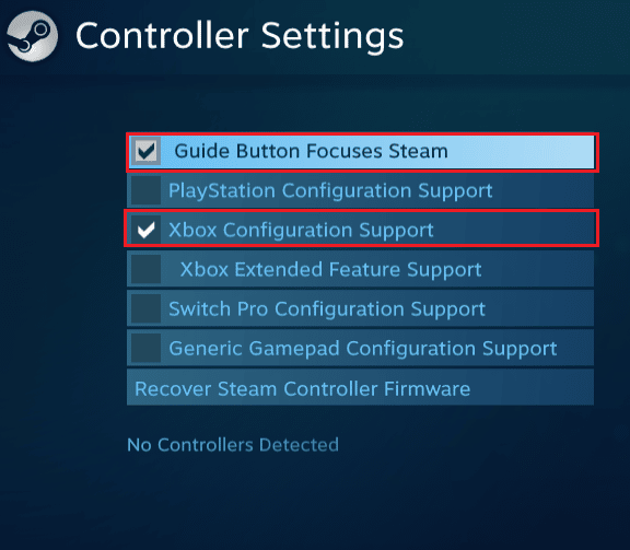 Décochez toutes les cases sauf le bouton guide et la configuration de la Bbox