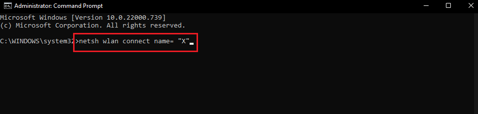 موجه أوامر netsh wlan connect name X.