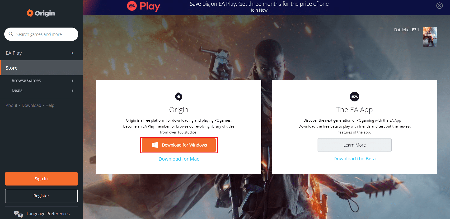 ดาวน์โหลดต้นทางจากเว็บไซต์อย่างเป็นทางการ วิธีย้ายเกม Origin ไปยังไดรฟ์อื่น