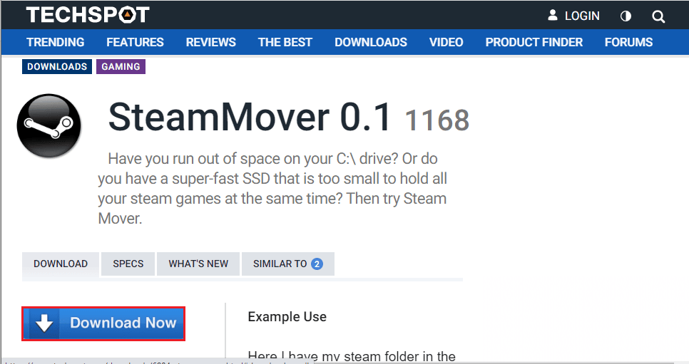 GoogleChromeアプリでSteamMoverのダウンロードWebサイトを開き、[今すぐダウンロード]ボタンをクリックします