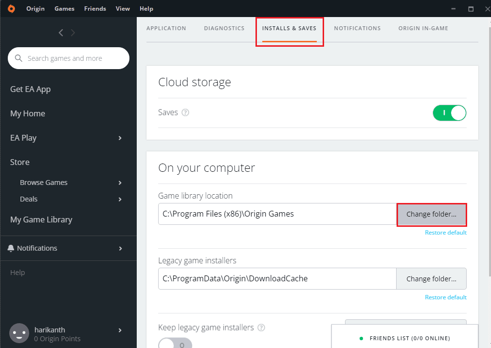 haga clic en el botón Cambiar carpeta... en la sección Ubicación de la biblioteca de juegos. Cómo mover juegos de Origin a otra unidad