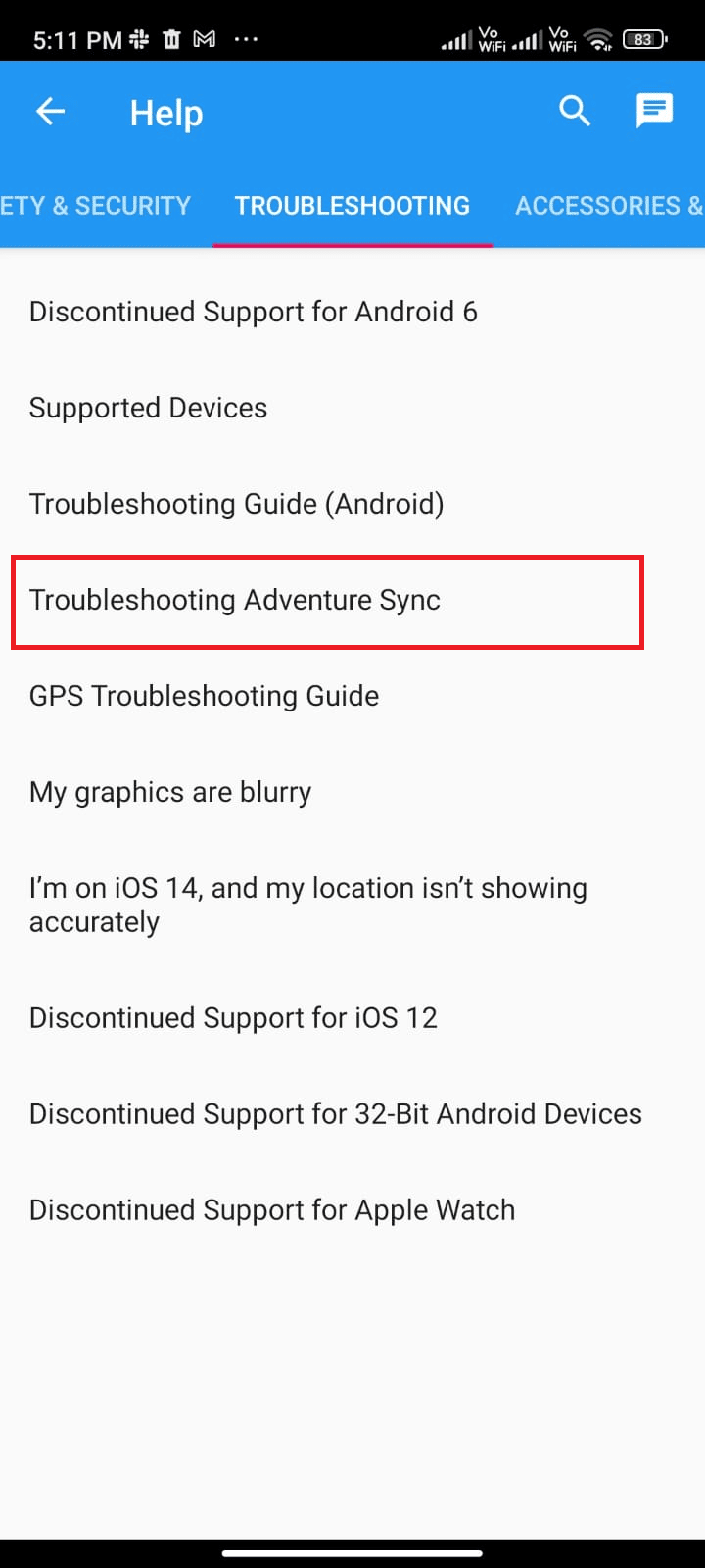 ตอนนี้ ให้แตะ Troubleshooting Adventure Sync แก้ไขการซิงค์การผจญภัยของ Pokemon Go ไม่ทำงาน