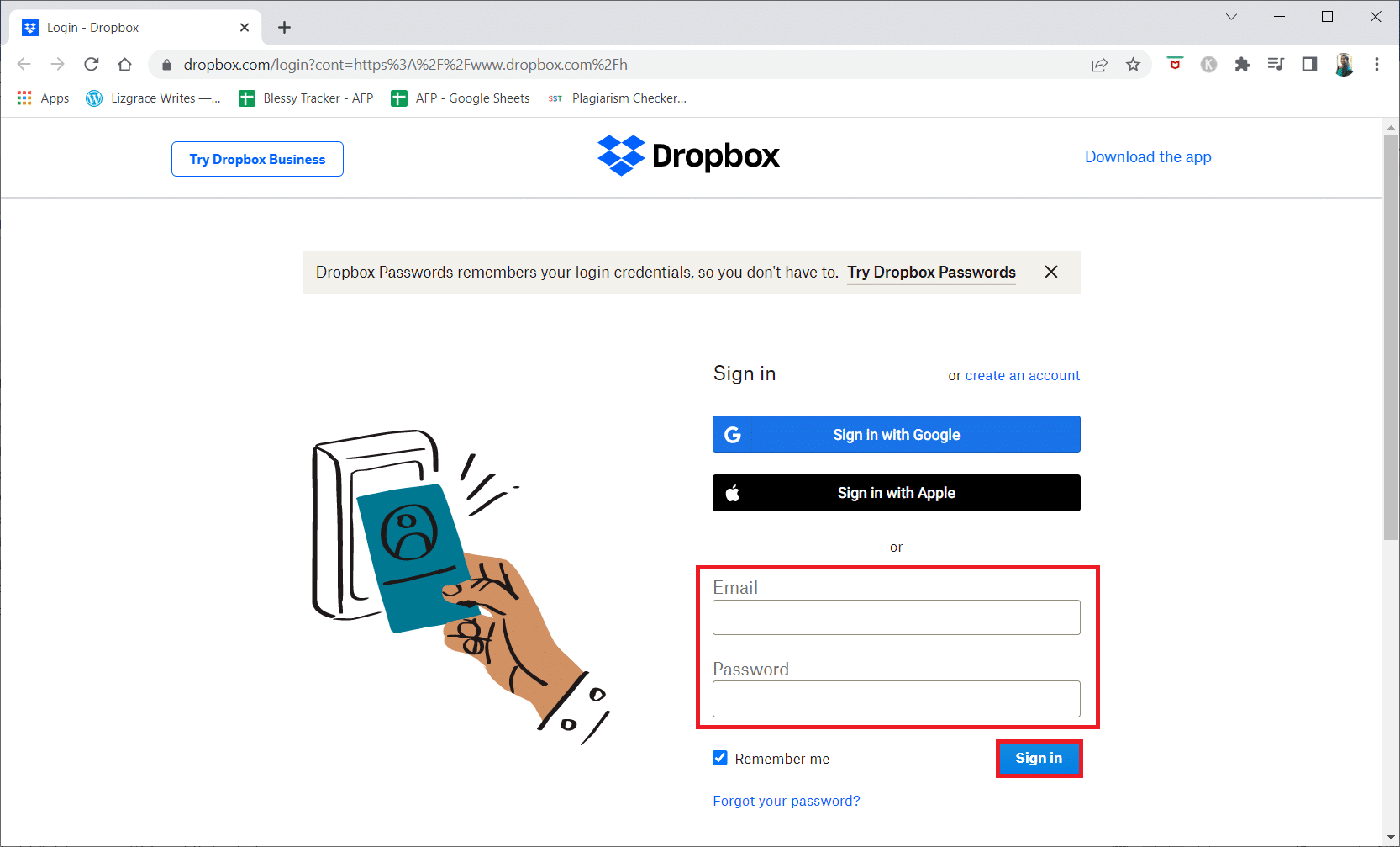 Uygun yönetici kimlik bilgileriyle Dropbox hesabınızda oturum açın | Dropbox hesabı nasıl silinir