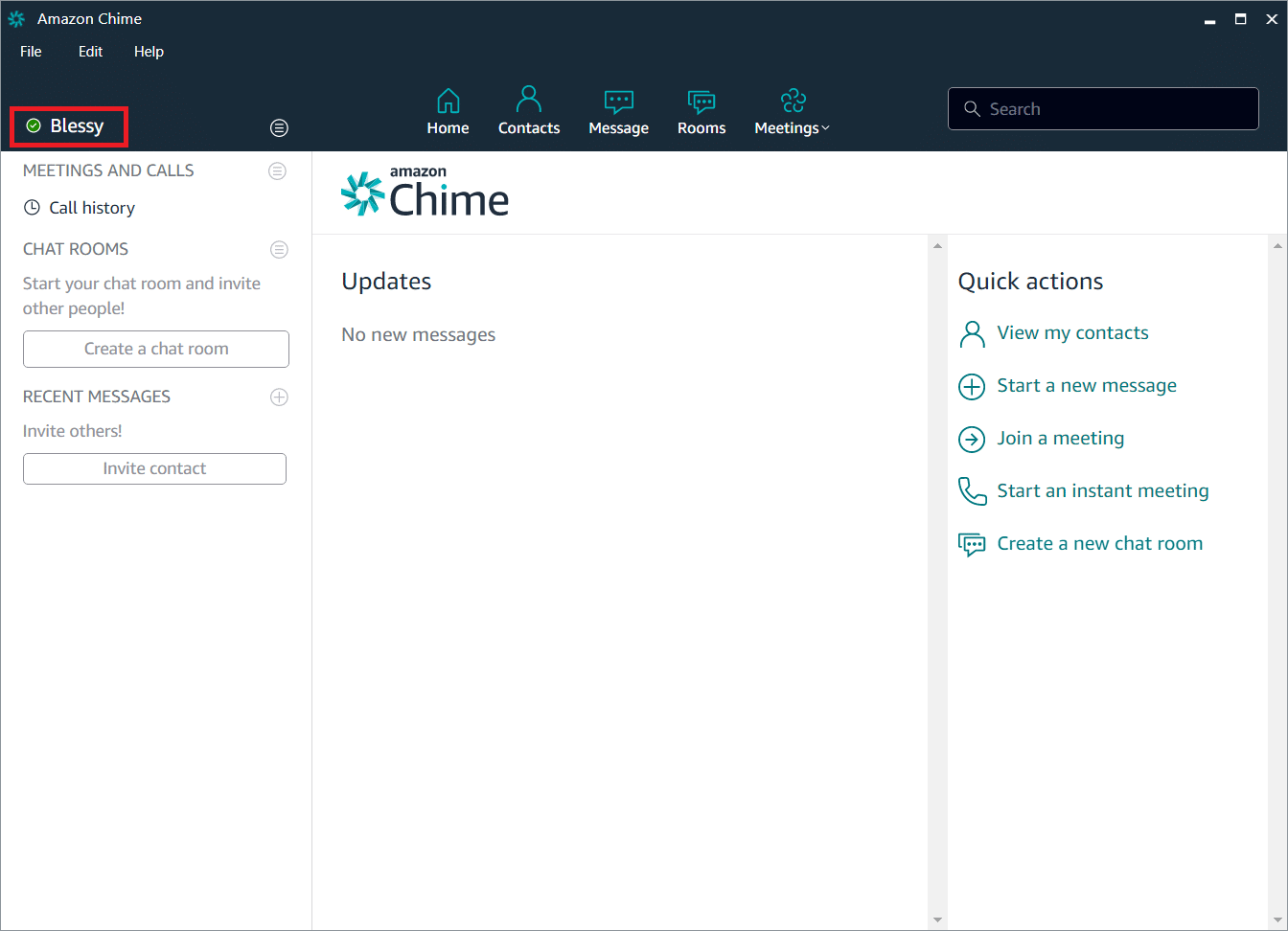 点击左上角你的名字 | Amazon Chime 登录