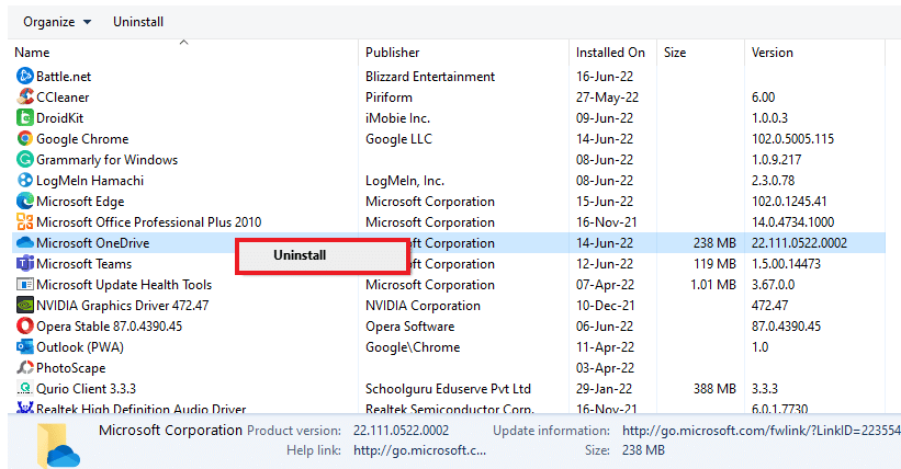 Haga clic derecho para desinstalar | Solucionar el error 0X800703ee en Windows 10