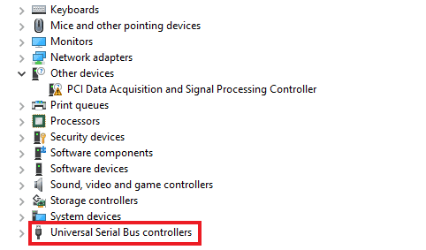 คลิกที่ Universal Serial Bus Controllers จากรายการ