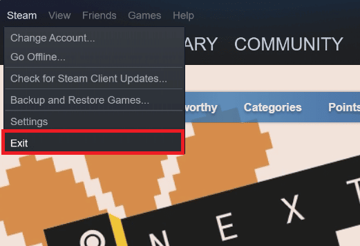 Ieșire. Remediați procesorul Steam Client Bootstrapper High pe Windows 10