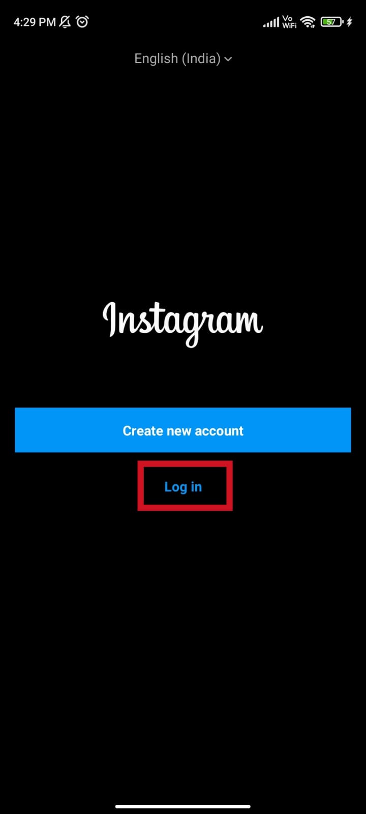 Tocca l'opzione Accedi | Come recuperare l'account Instagram cancellato